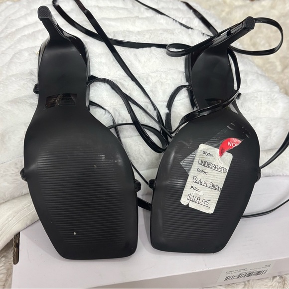 STEVE MADDEN Women’s Black High Heels with Gold Chain Accent - Picture 6 of 10